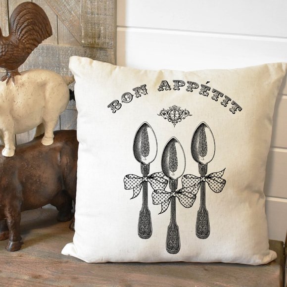 Country Farmhouse, Pillow Cover, Bon Appetit - Picture 2 of 3